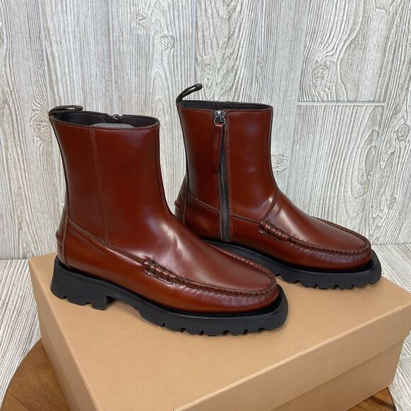 HEREU Studio Andreu Low Calf Zipped Boot Chelsea Boot NIB Russet Color Size 35EU - Picture 4 of 16